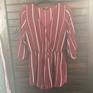 Iris Maroon striped romper